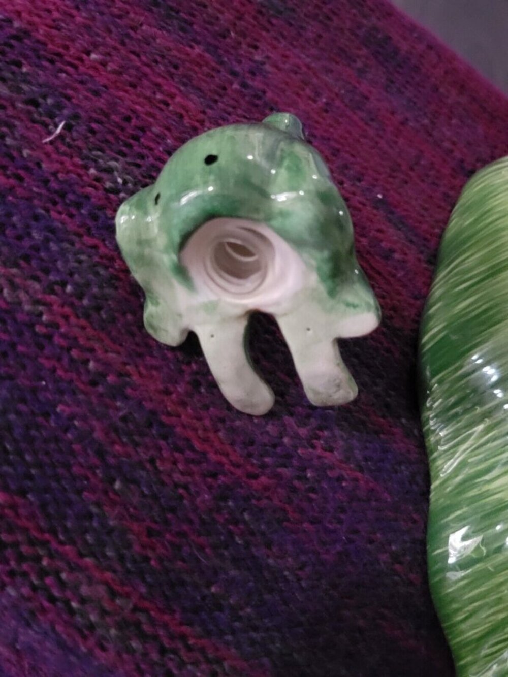 Lotus 2000 Green Ceramic Palm Banana Leaf Removable Frog Dish Tray Decor 10x5in - Picture 7 of 7